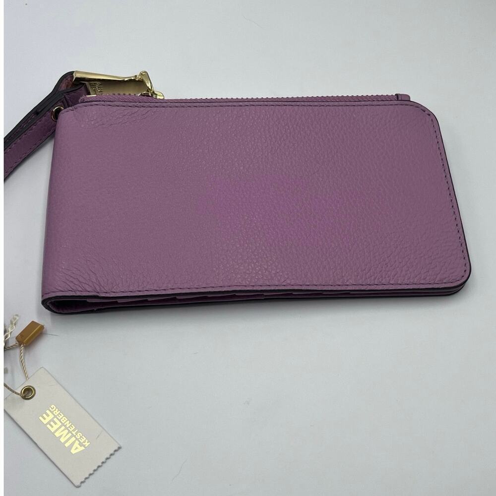 AIMEE KESTENBERG Lavender Purple Leather 4 x 7.5 Slim Wristlet Wallet New‎